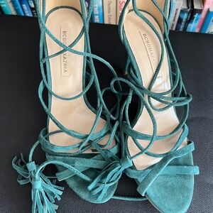 BGBG MaxAzria, Green Suede Strappy Sandal, Size 8